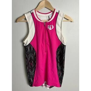 Pearl Izumi Pink White Black Triathlon Cycling Tank Top Sleeveless Size Large Wm